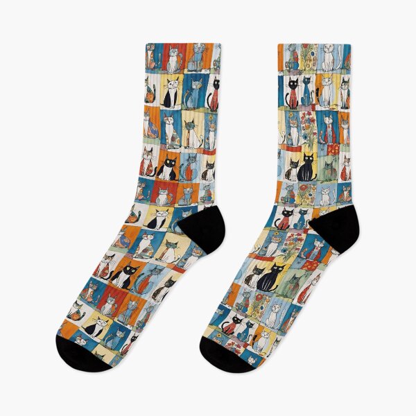 Item preview, Funky Floral Abstract Sitting Cats Patchwork designed and sold by CarrollGene.