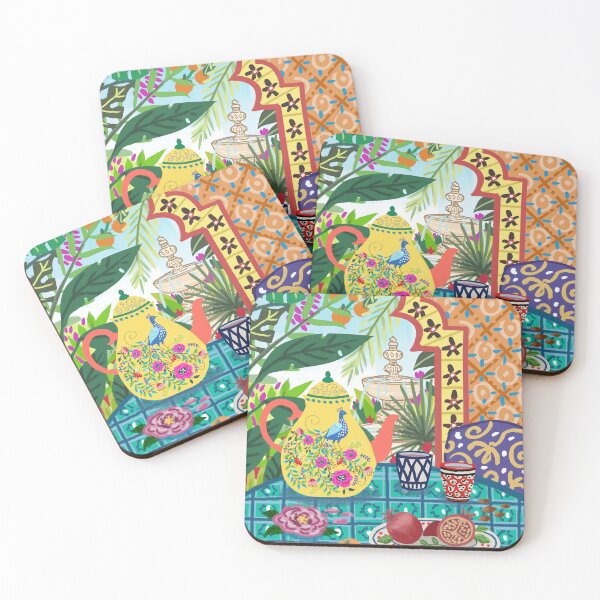 Artikelvorschau, Spanien Wandkunst, Maximalistisches buntes Küchenposter, Pfauenmalerei, Tropische Kunst, Alhambra Garten Botanisch, Mediterranes Sommerdekor entworfen und verkauft von Natasha May Design.