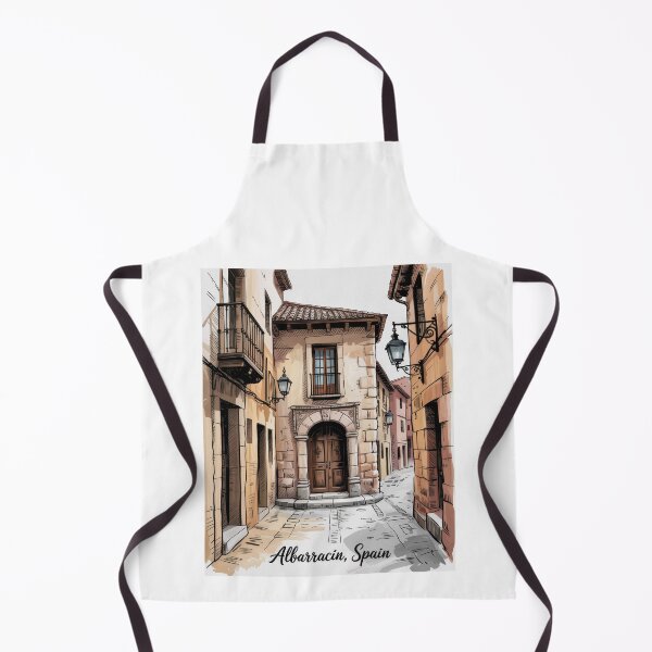 Item preview, Albarracín, Spain – Picturesque old town alley in retro vintage style | Spain art print designed and sold by pod24.