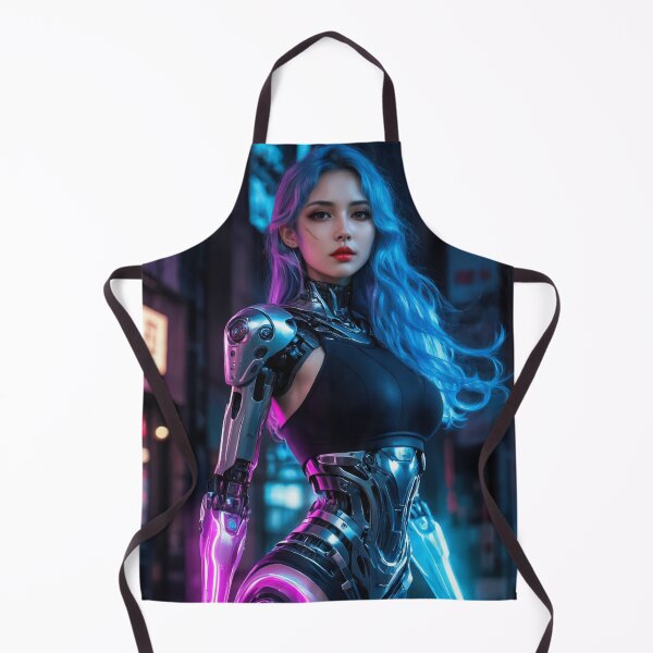 Item preview, Chica cíborg ciberpunk: retrato futurista de neón designed and sold by ArtiQreate.