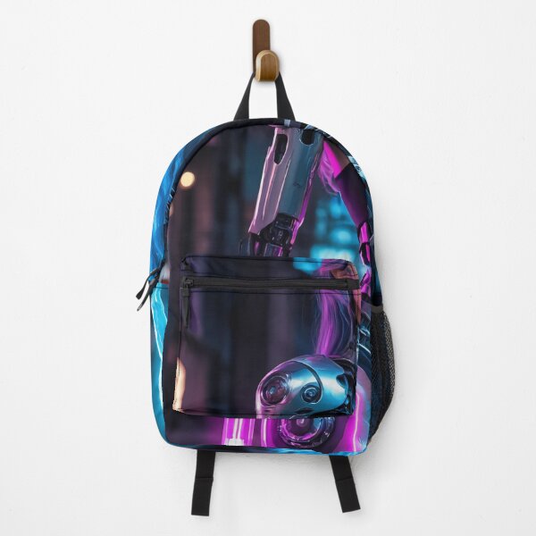 Item preview, Cyberpunk Cyborg Girl – Futuristic Neon Portrait designed and sold by ArtiQreate.