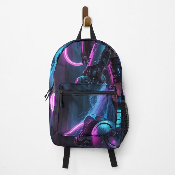 Item preview, Cyberpunk Cyborg Girl – Futuristic Neon Portrait designed and sold by ArtiQreate.