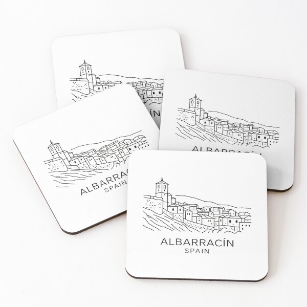Item preview, Albarracín Spain Line Art – Minimalist Spain Motif | Monochrome City Design designed and sold by pod24.