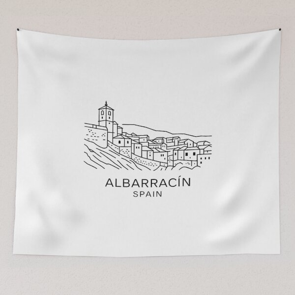 Item preview, Albarracín Spain Line Art – Minimalist Spain Motif | Monochrome City Design designed and sold by pod24.