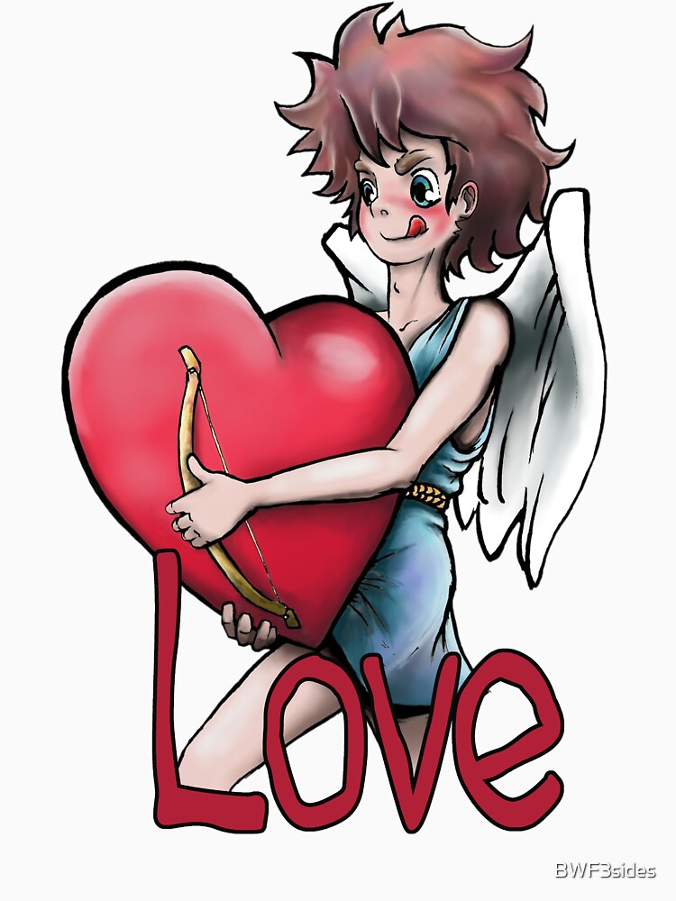 Aperçu 3 sur 3. T-shirt baseball manches ¾ avec l'œuvre Cupidon, transport express d'amour créée et vendue par BWF3sides.