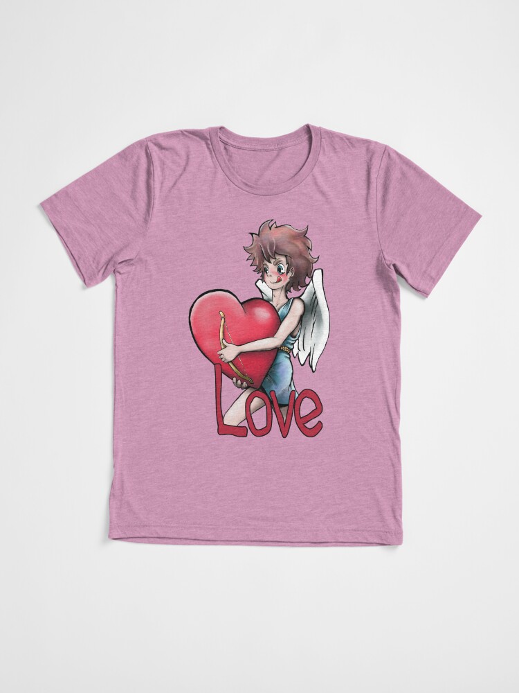 Aperçu 3 sur 7. T-shirt chiné avec l'œuvre Cupidon, transport express d'amour créée et vendue par BWF3sides.
