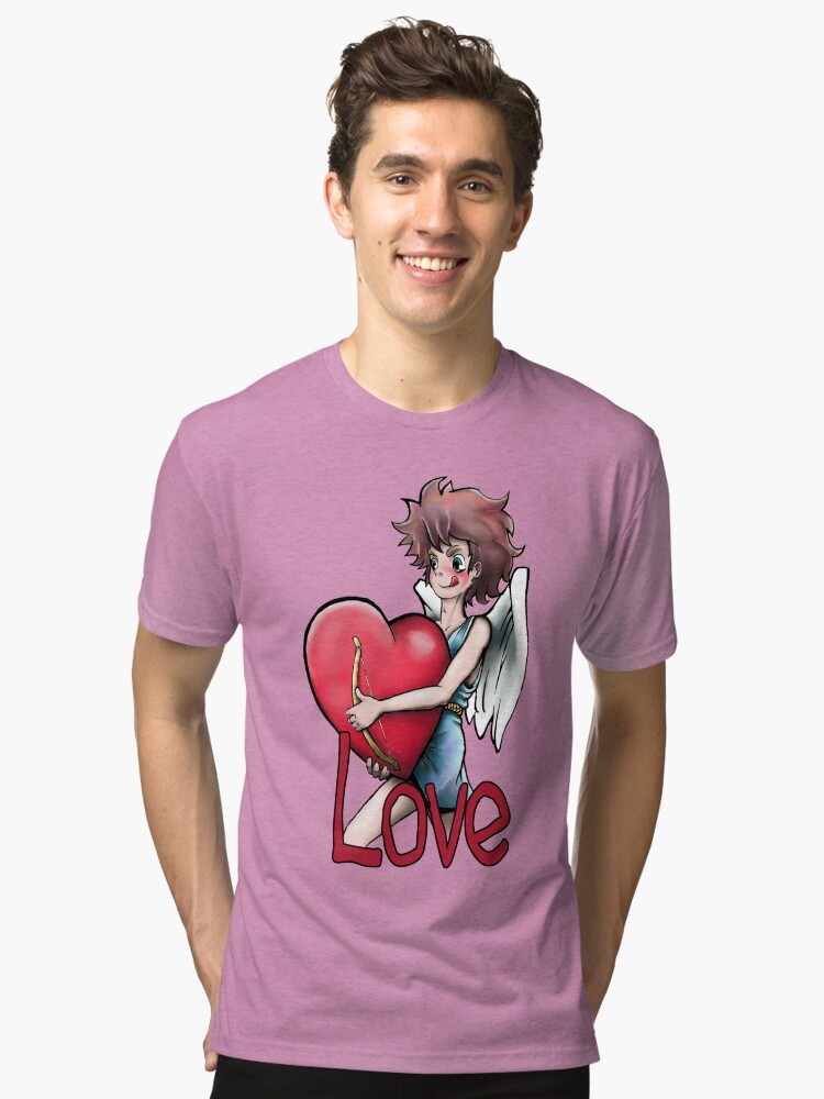 Aperçu 1 sur 7. T-shirt chiné avec l'œuvre Cupidon, transport express d'amour créée et vendue par BWF3sides.