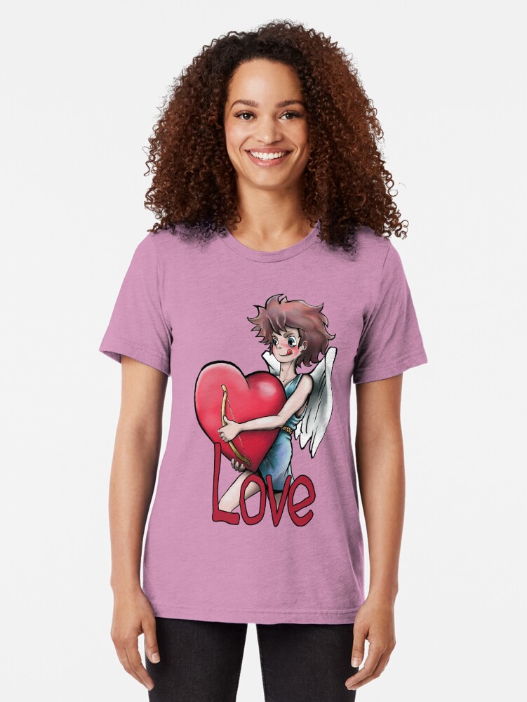 Aperçu 2 sur 7. T-shirt chiné avec l'œuvre Cupidon, transport express d'amour créée et vendue par BWF3sides.