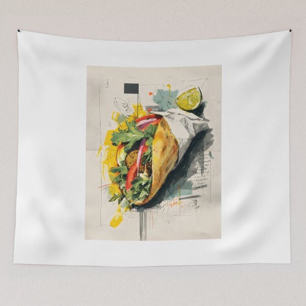 Item preview, Falafel Wrap with Greens, Tomato, and Lime - A Bold and Lively Tribute to Plant-Based Street Food designed and sold by OlfactoART Studio.