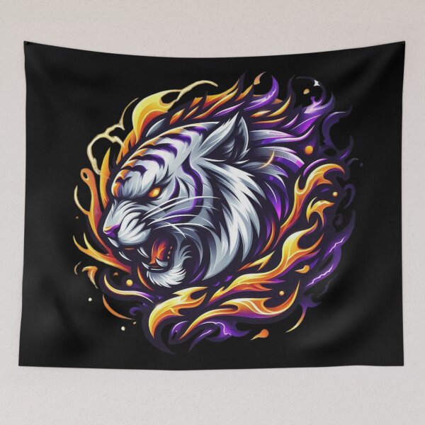 Item preview, Silver Tiger With Purple Flames designed and sold by Mark Cannon.