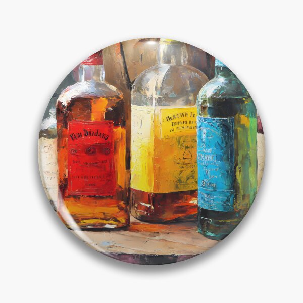 Item preview, Liquor Bottles with Vivid Labels on Rustic Barrel - Soft Lighting Adds Warmth and Texture designed and sold by OlfactoART Studio.