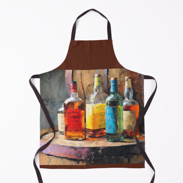Item preview, Liquor Bottles with Vivid Labels on Rustic Barrel - Soft Lighting Adds Warmth and Texture designed and sold by OlfactoART Studio.