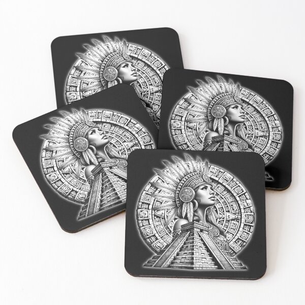 Item preview, Aztec Princess Woman Chicano Mexican Aztec Calendar designed and sold by HechoEnAztlan.