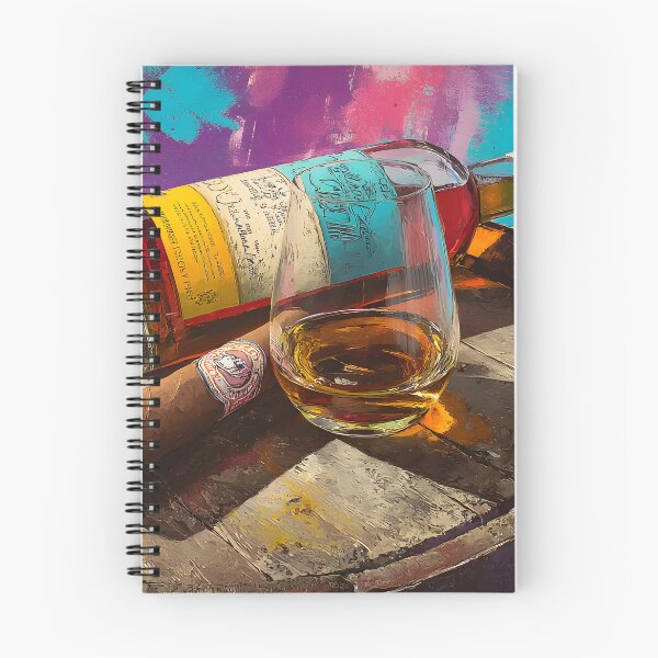 Item preview, Golden Whiskey and Cigar on Barrel Display - Rich Pink, Blue, and Yellow Hues in a Bold Celebration designed and sold by OlfactoART Studio.