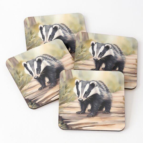 Item preview, Young Badger on Wooden Pathway designed and sold by CalmnessbyChoice.