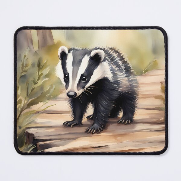 Item preview, Young Badger on Wooden Pathway designed and sold by CalmnessbyChoice.