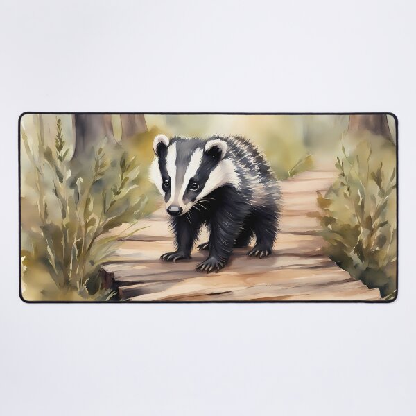 Item preview, Young Badger on Wooden Pathway designed and sold by CalmnessbyChoice.