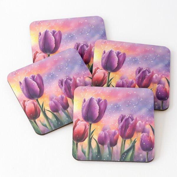 Item preview, Purple and Pink Tulips in Sunrise designed and sold by CalmnessbyChoice.