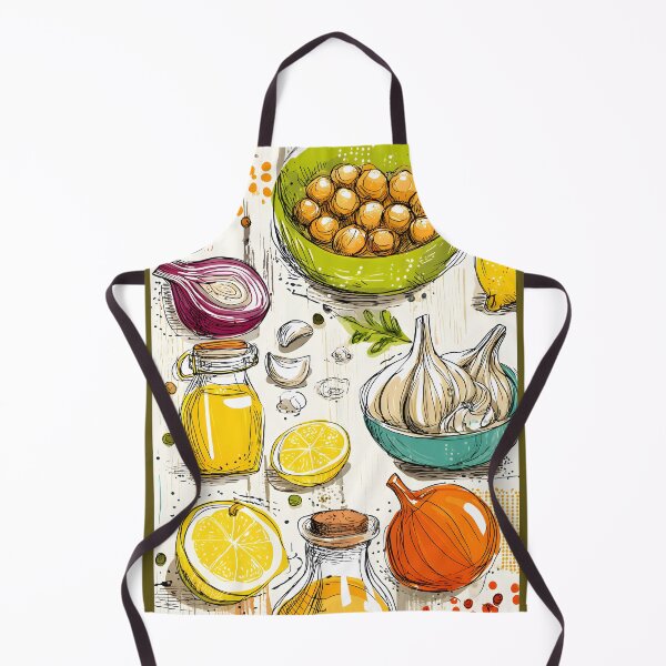 Item preview, Hummus Recipe- A Bold and Colorful Display of Kitchen Staples Featuring Chickpeas, Lemons, Onions, Garlic, and Mediterranean Olive Oil designed and sold by OlfactoART Studio.