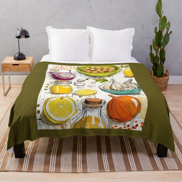 Item preview, Hummus Recipe- A Bold and Colorful Display of Kitchen Staples Featuring Chickpeas, Lemons, Onions, Garlic, and Mediterranean Olive Oil designed and sold by OlfactoART Studio.