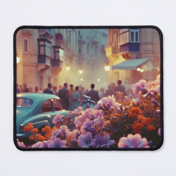 Item preview, 1960s Malta Night – AI Colorful Artwork with Lilac and Orange Glow for Clothing and Accessories for Plant Lovers designed and sold by knalpot-design.