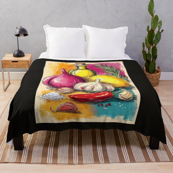 Item preview, Spice Up the Scene - A Colorful Composition of Culinary Charm Showcasing Garlic, Red Onion, Lemon, Olive Oil, Rosemary, and Vibrant Spices designed and sold by OlfactoART Studio.