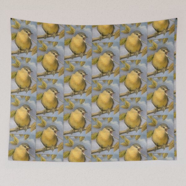 Item preview, Little Yellow Bird Singing with Beak Wide Open Oil Painting designed and sold by JoyfulWhimsy.