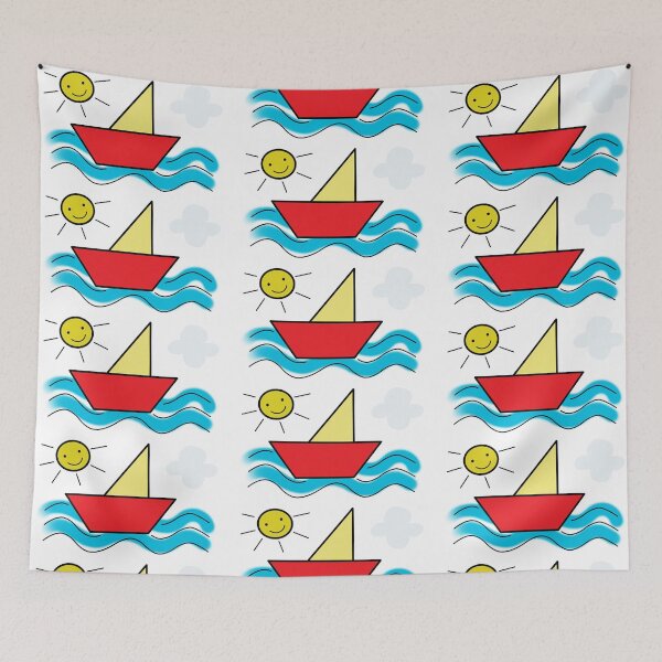 Item preview, Cartoon Sea boat  and sun designed and sold by sonaadalian.