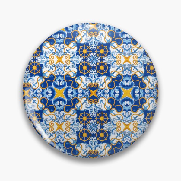 Item preview, Andalusian Blue & Gold Tile pattern  designed and sold by Islamic vibes studio.