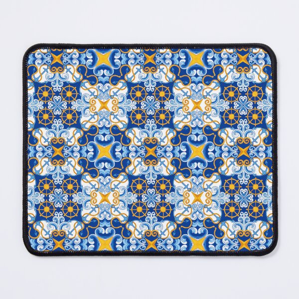 Item preview, Andalusian Blue & Gold Tile pattern  designed and sold by Islamic vibes studio.