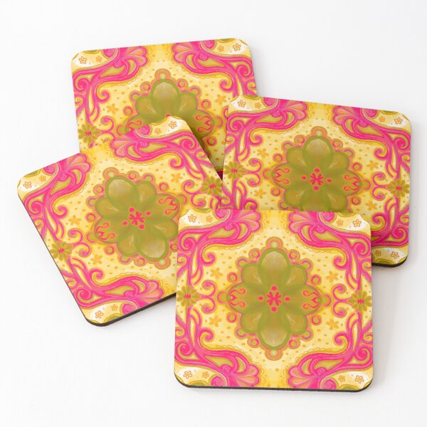 Item preview, Painted Filigree Yellow Olive Green Pink Floral by Kristi Duggins  designed and sold by Kristi Duggins.