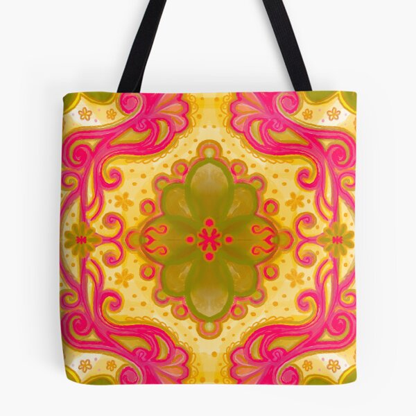 Item preview, Painted Filigree Yellow Olive Green Pink Floral by Kristi Duggins  designed and sold by Kristi Duggins.