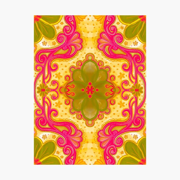 Item preview, Painted Filigree Yellow Olive Green Pink Floral by Kristi Duggins  designed and sold by Kristi Duggins.