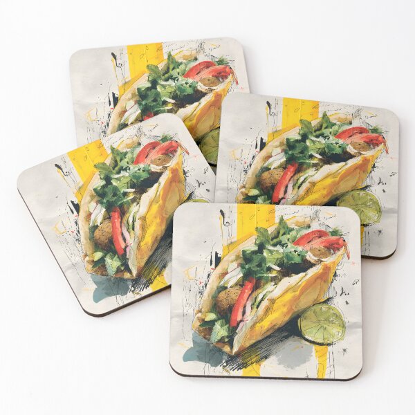 Item preview, Falafel Wrap with Fresh Greens and Lime Wedge Surrounded by Abstract Yellow Splashes designed and sold by OlfactoART Studio.