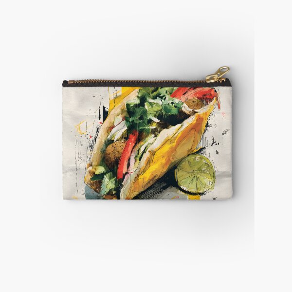 Item preview, Falafel Wrap with Fresh Greens and Lime Wedge Surrounded by Abstract Yellow Splashes designed and sold by OlfactoART Studio.
