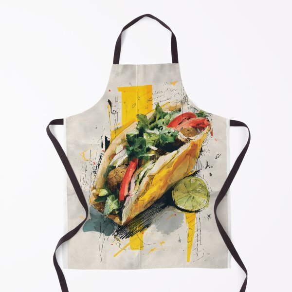 Item preview, Falafel Wrap with Fresh Greens and Lime Wedge Surrounded by Abstract Yellow Splashes designed and sold by OlfactoART Studio.