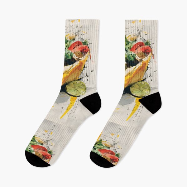 Item preview, Falafel Wrap with Fresh Greens and Lime Wedge Surrounded by Abstract Yellow Splashes designed and sold by OlfactoART Studio.
