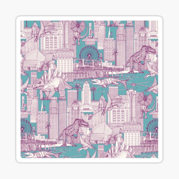 Item preview, Jurassic LA toile purple turquoise designed and sold by scrummy.