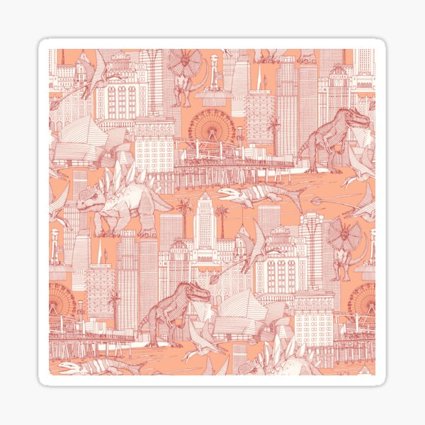 Item preview, Jurassic LA toile pomegranate peach designed and sold by scrummy.