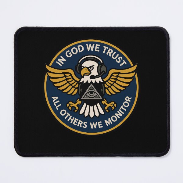 Item preview, In God We Trust, All Others We Monitor – Funny Surveillance Parody Eagle Emblem designed and sold by Victor Shadehorn.