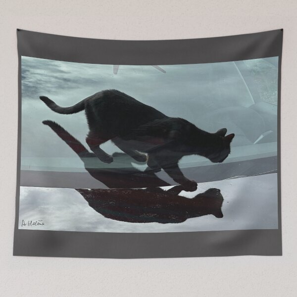 Item preview, Black cat on black car designed and sold by AHELENE.