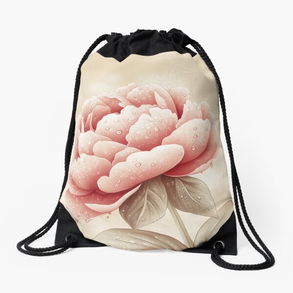 Item preview, Pink peony with dew drops on beige floral background designed and sold by Natali-SL.