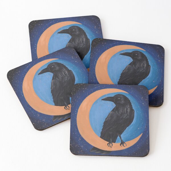Item preview, Raven Sentinel – Celestial Guardian | Moon Magic Crow Art for Witchcore Rooms designed and sold by MoonveilMarket.