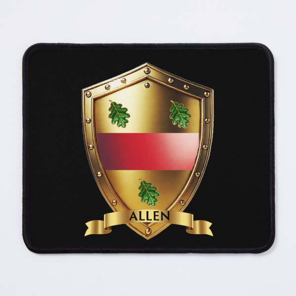 Item preview, Allen Family Shield Red Band and Oak Leaves with Proud Name Banner designed and sold by Highlandkings.