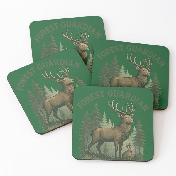 Item preview, Forest Guardian – Stag & Rabbit in Pines designed and sold by ForestPainter.