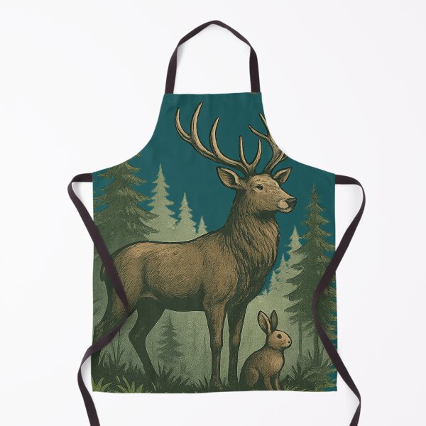 Item preview, Forest Guardian – Stag & Rabbit in Pines designed and sold by ForestPainter.