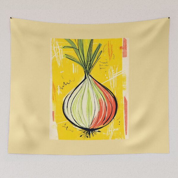 Item preview, Slice Into Color - Abstract Onion Layers with a Bold Yellow Backdrop designed and sold by OlfactoART Studio.
