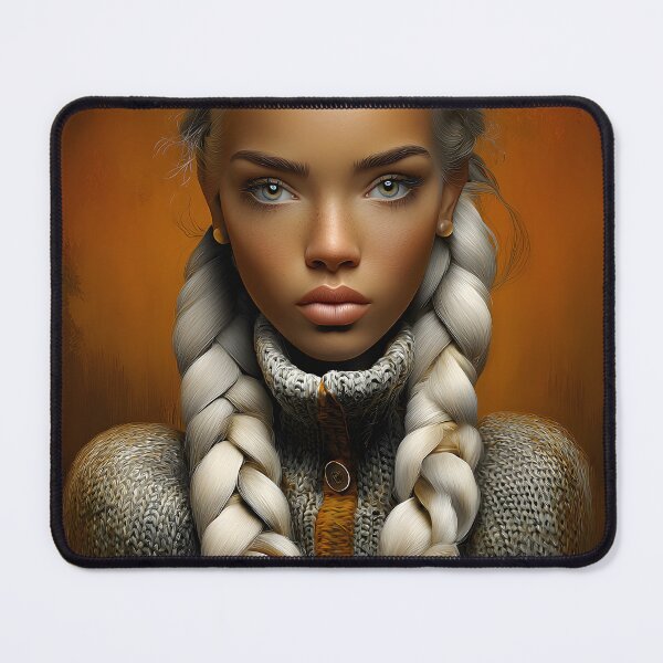 Item preview, Portrait of woman with intricate braided hairstyle designed and sold by Artessie.