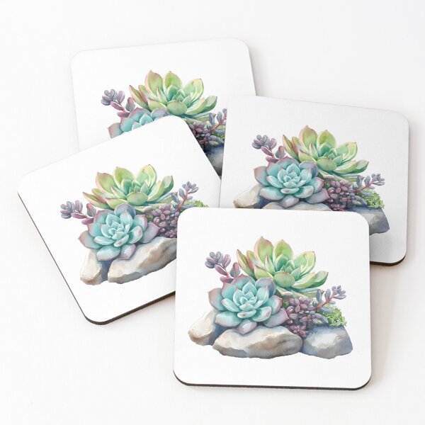 Item preview, Watercolor Succulent Arrangement with Stones designed and sold by Mariana Shymkovych.