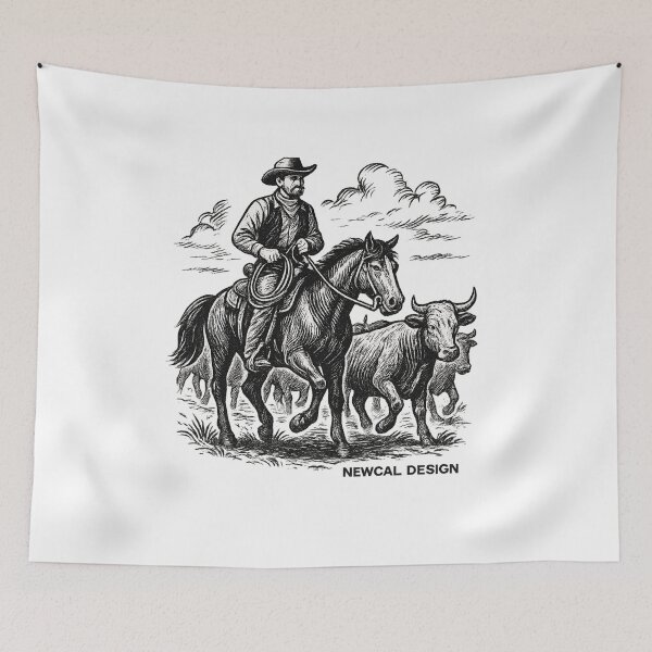 Item preview, Cowboy Noir & Blanc – Black & White Cowboy by Newcal Design designed and sold by Newcal design.